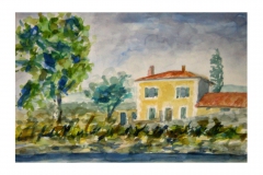 Au-bord-du-canal-de-midi-aquarel